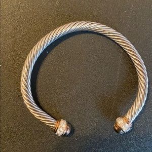 Silver bracelet with diamonds & rose gold accents